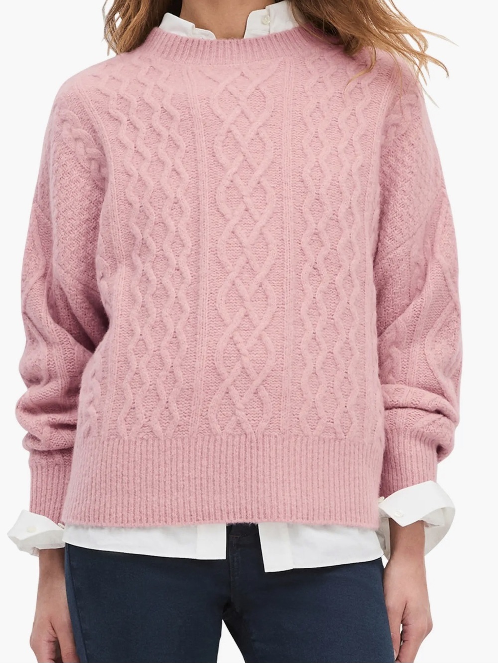 Favorite Daughter Oversize Merino Wool & Cashmere Cable Knit Sweater Pink L NWT